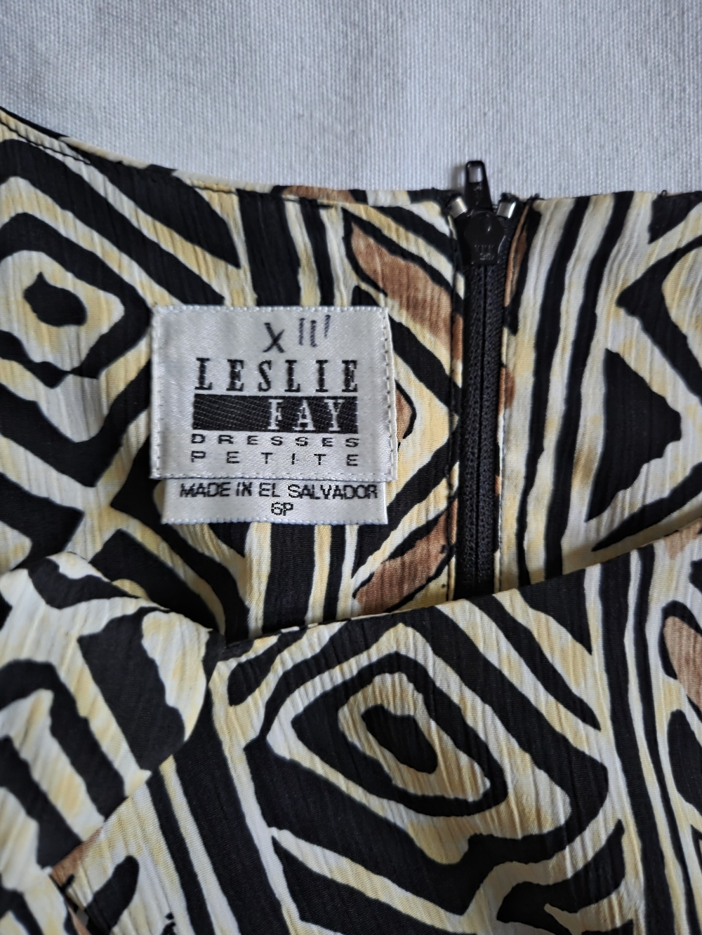 Leslie Fay Black, Tan and Cream Geometric Midi Dress - Picture 3 of 6